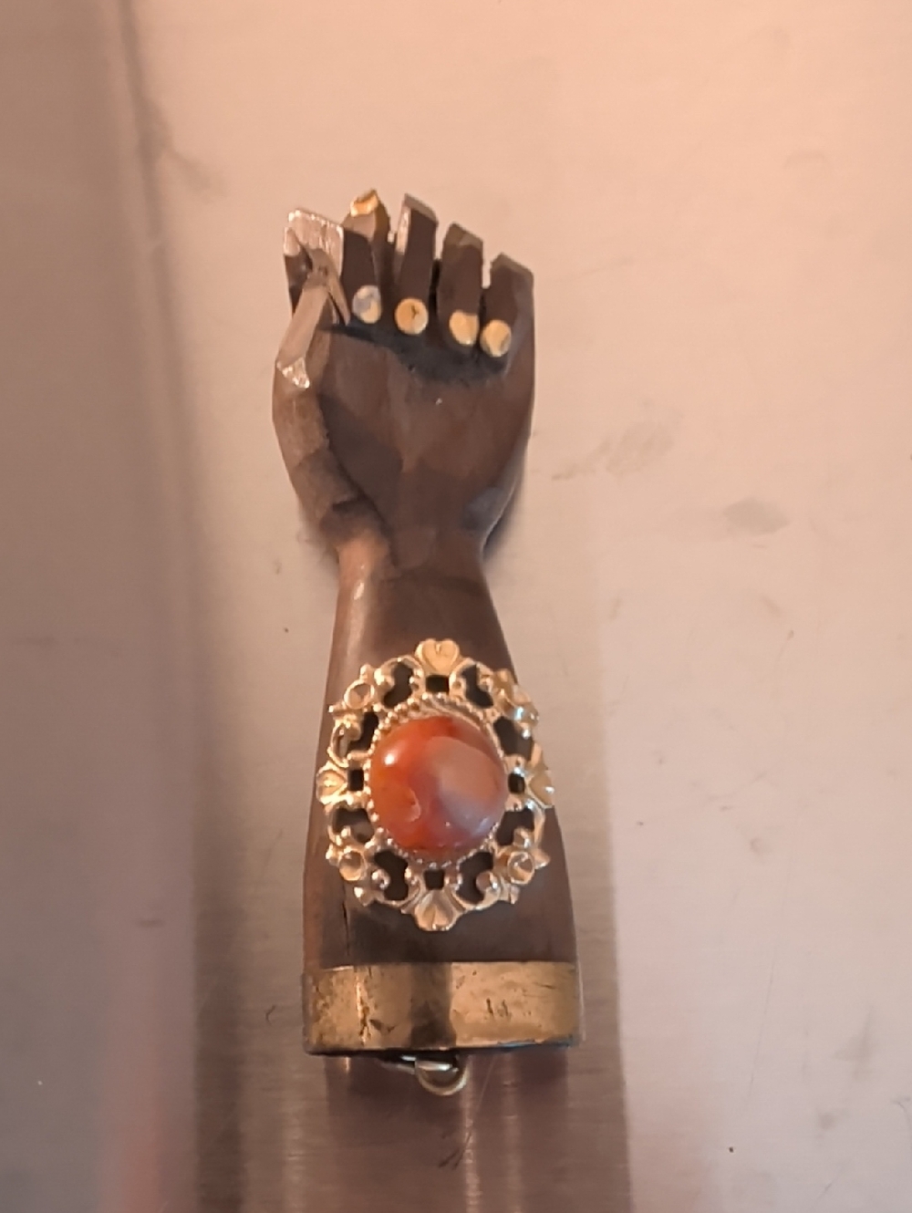 Antique Vintage Figa Hand Victorian Carnelian Agate Charm Pendant